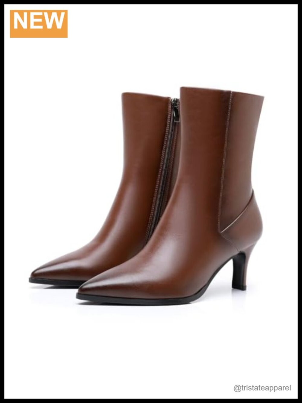 Women's Pointed Toe Kitten Heel Ankle Booties with Inside Zipper